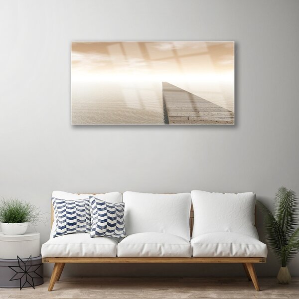 Quadro in vetro Molo marittimo Architettura 100x50 cm 2 appendini