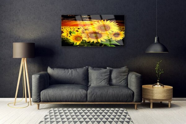 Quadro in vetro Pianta di girasole 100x50 cm 2 appendini
