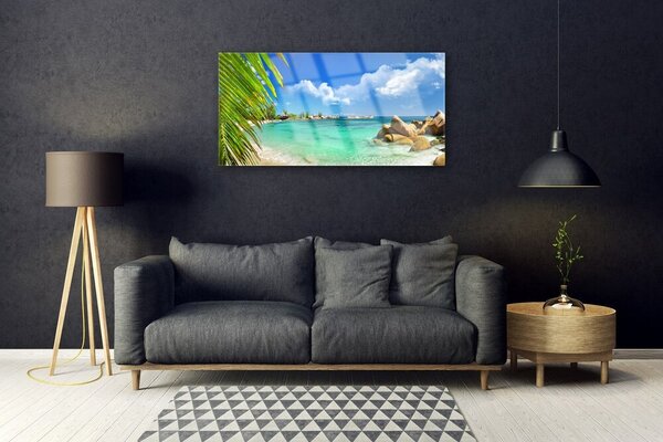 Quadro in vetro Paesaggio del mare di rocce 100x50 cm 2 appendini