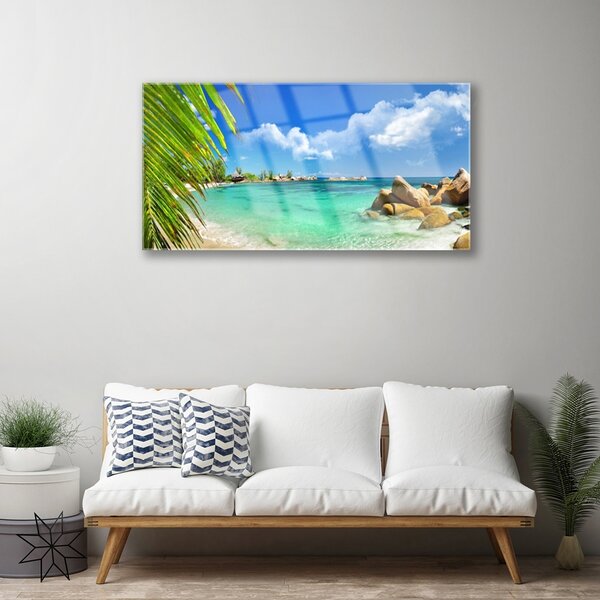 Quadro in vetro Paesaggio del mare di rocce 100x50 cm 2 appendini
