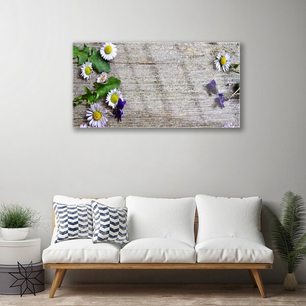 Quadro in vetro Pianta naturale margherita 100x50 cm 2 appendini