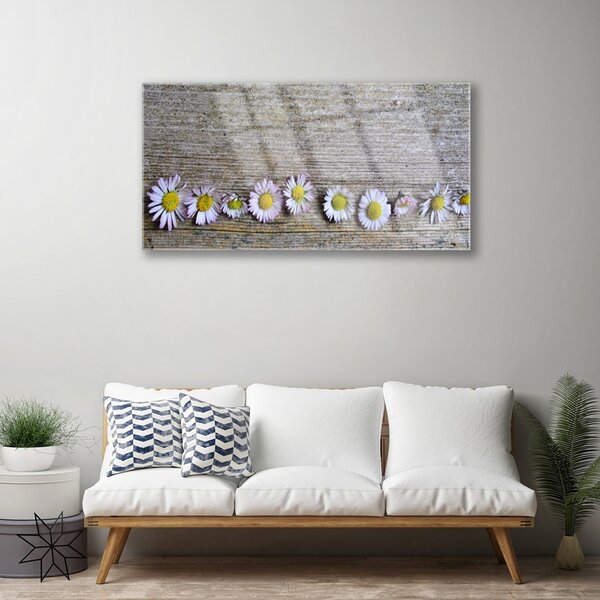 Quadro vetro Pianta naturale margherita 100x50 cm 2 appendini