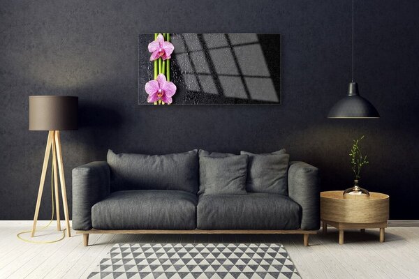 Quadro in vetro Fiore di bambù Pianta Natura 100x50 cm 2 appendini
