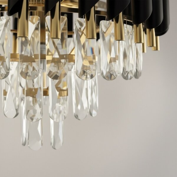 Lampadario a catena CRISTAL 7xE14/10W/230V nero/oro