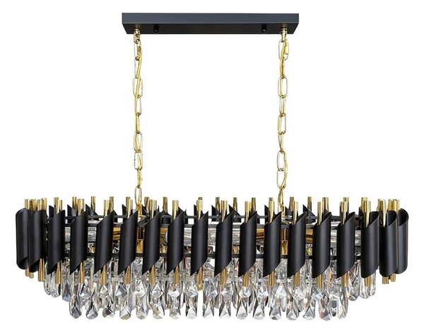 Lampadario a catena CRISTAL 10xE14/10W/230V nero/oro