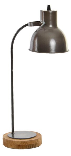 Globo Lampada da tavolo E27 metallo Nero opaco con bambù Ø 25 cm / H 37 cm