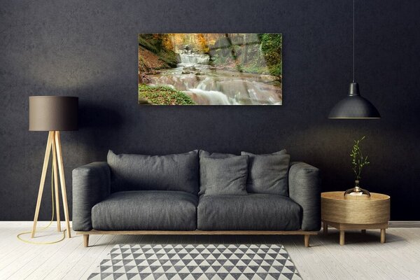 Quadro vetro Cascata Foresta Natura 100x50 cm 2 appendini