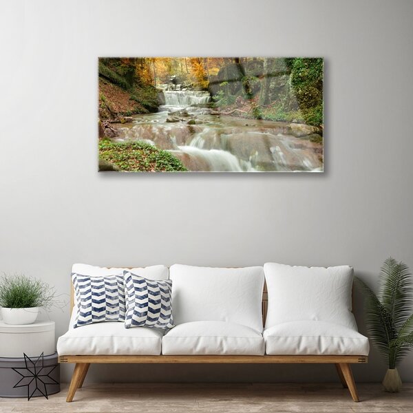 Quadro vetro Cascata Foresta Natura 100x50 cm 2 appendini