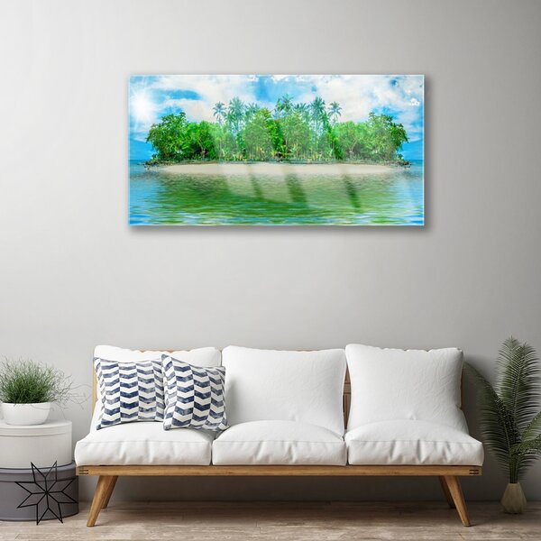 Quadro in vetro Paesaggio dell'isola di mare 100x50 cm 2 appendini
