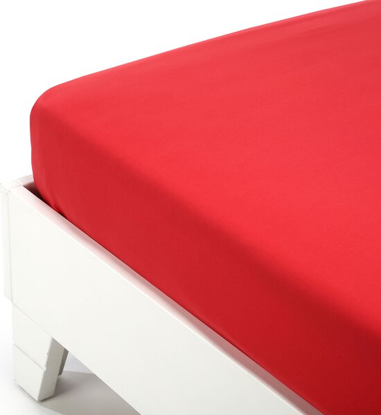 Lenzuolo Inferiore Singolo Rosso Cotone Tinta Unita Caleffi, In Cotone Caleffi