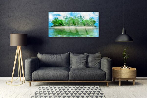 Quadro in vetro Paesaggio dell'isola di mare 100x50 cm 2 appendini