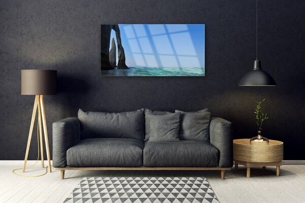 Quadro vetro Paesaggio marino roccioso 100x50 cm 2 appendini