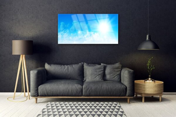 Quadro vetro Sole Cielo Paesaggio 100x50 cm 2 appendini
