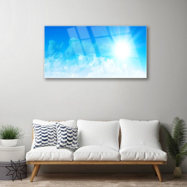 Quadro vetro Sole Cielo Paesaggio 100x50 cm 2 appendini