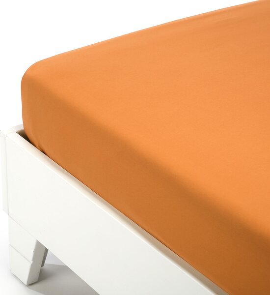 Lenzuolo Inferiore Singolo Arancio Cotone Tinta Unita Caleffi, In Cotone Caleffi