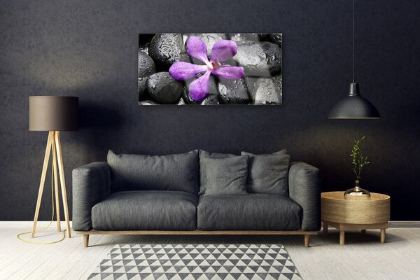 Quadro vetro Pietre di fiori d'arte 100x50 cm 2 appendini