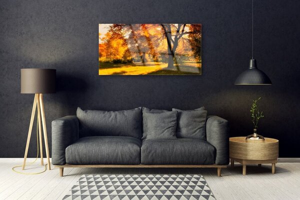 Quadro vetro Alberi Autunno Natura 100x50 cm 2 appendini