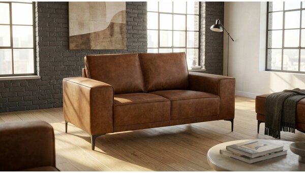 Divano marrone cognac con rivestimento in finta pelle 164 cm Copenhagen – Scandic
