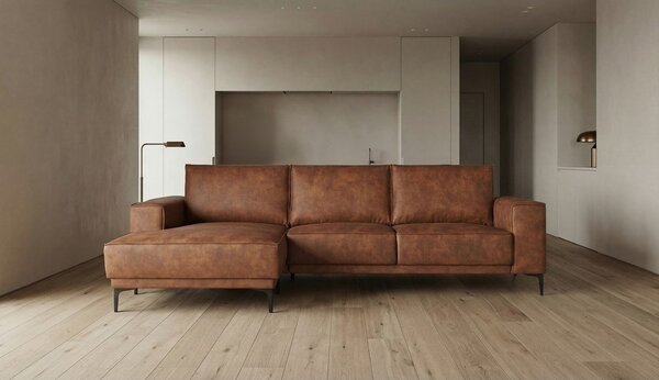 Divano angolare in similpelle marrone cognac (angolo sinistro) Copenhagen - Scandic