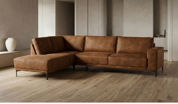 Divano angolare in similpelle marrone cognac (angolo sinistro) Copenhagen - Scandic
