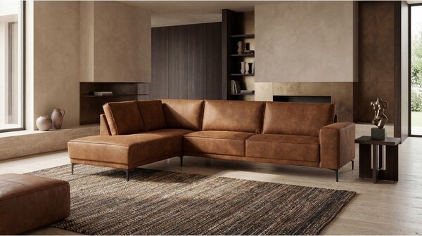 Divano angolare in similpelle marrone cognac (angolo sinistro) Copenhagen - Scandic