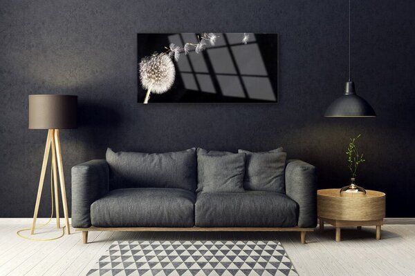 Quadro vetro Fiore di dente di leone 100x50 cm 2 appendini