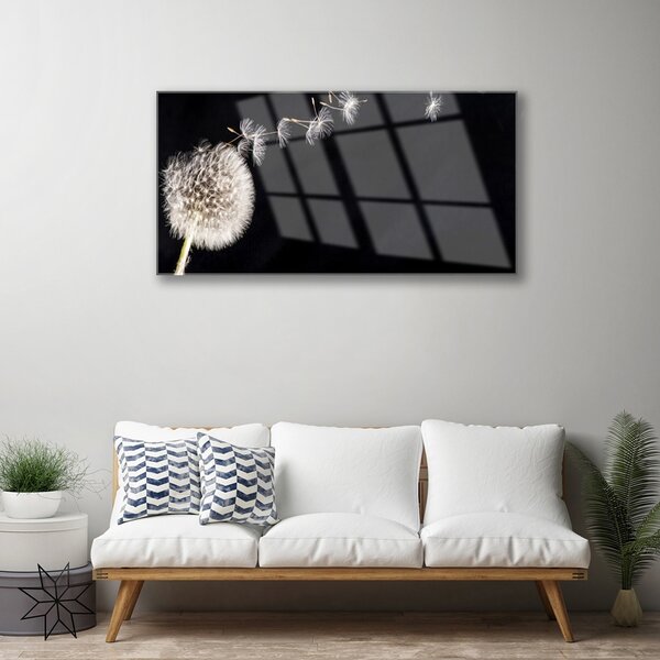 Quadro vetro Fiore di dente di leone 100x50 cm 2 appendini