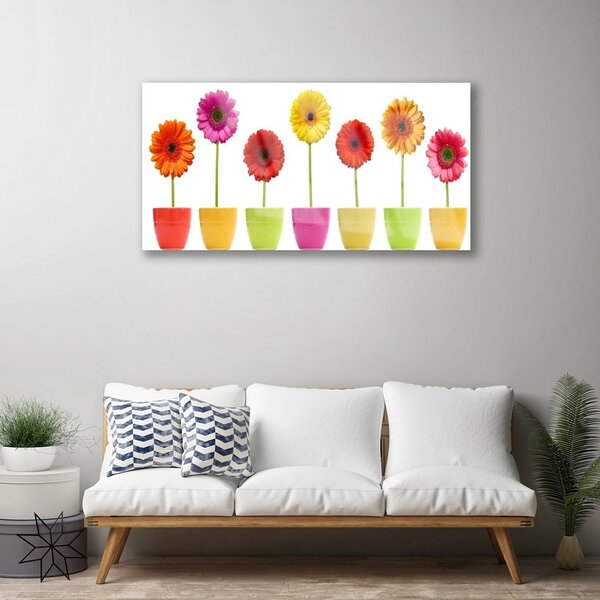 Quadro di vetro Fiori Pianta naturale 100x50 cm 2 appendini