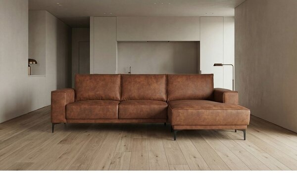 Divano angolare in similpelle marrone cognac (angolo destro) Copenhagen - Scandic