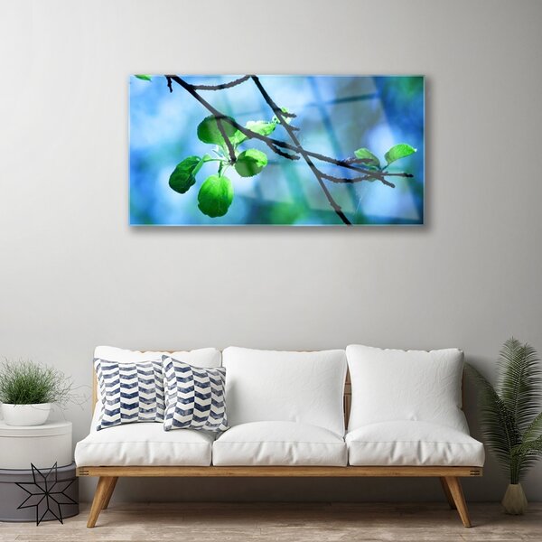 Quadro su vetro Ramo Foglia Pianta Natura 100x50 cm 2 appendini