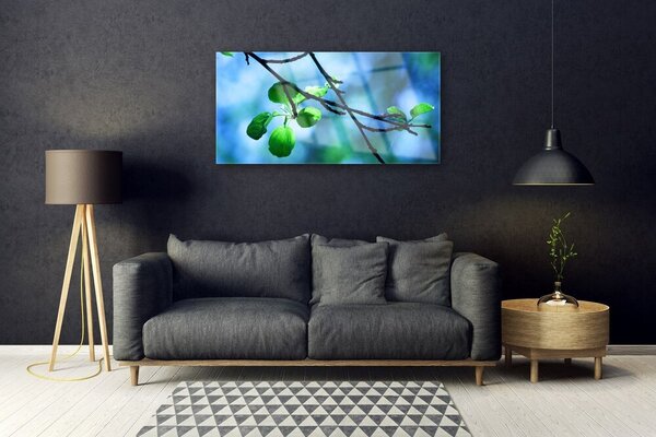 Quadro su vetro Ramo Foglia Pianta Natura 100x50 cm 2 appendini