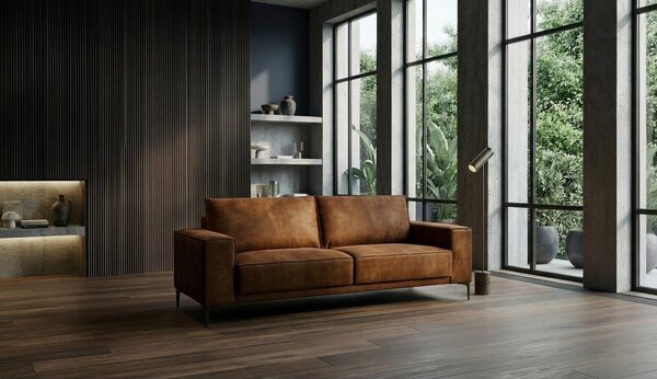 Divano marrone cognac con rivestimento in finta pelle 224 cm Copenhagen – Scandic