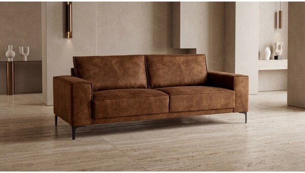 Divano marrone cognac con rivestimento in finta pelle 224 cm Copenhagen – Scandic