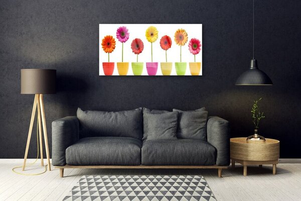 Quadro di vetro Fiori Pianta naturale 100x50 cm 2 appendini