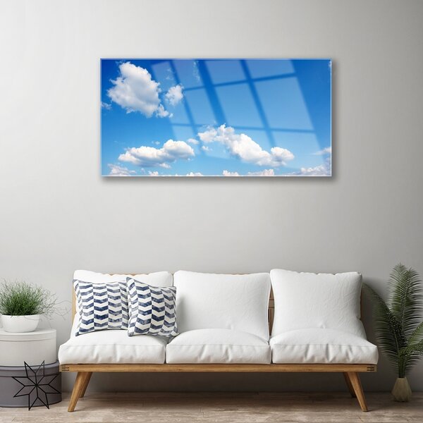 Quadro di vetro Cielo Nuvole Paesaggio 100x50 cm 2 appendini