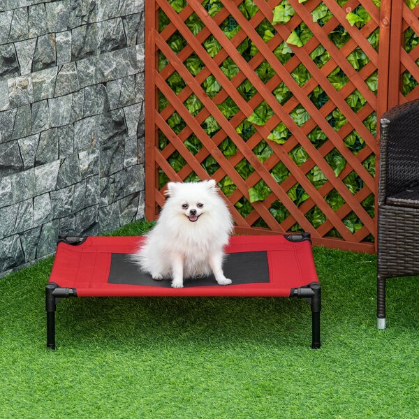 PawHut Cuccia Estiva Brandina per Cani da Esterno e da Interno, Lettino per Animali Domestici Rosso 76x61x18cm|Aosom