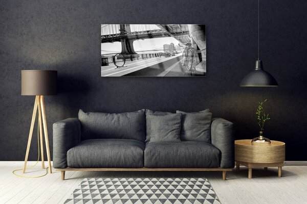Quadro vetro Architettura della bicicletta a ponte 100x50 cm 2 appendini