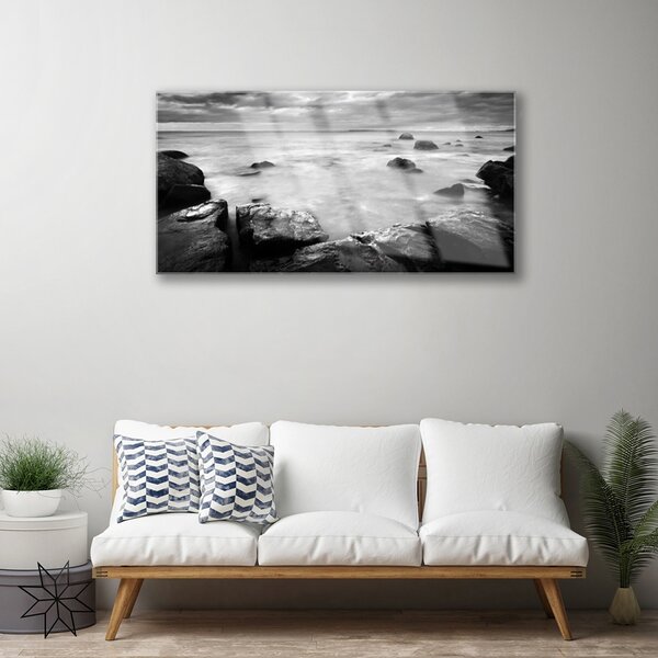 Quadro su vetro Paesaggio marino roccioso 100x50 cm 2 appendini