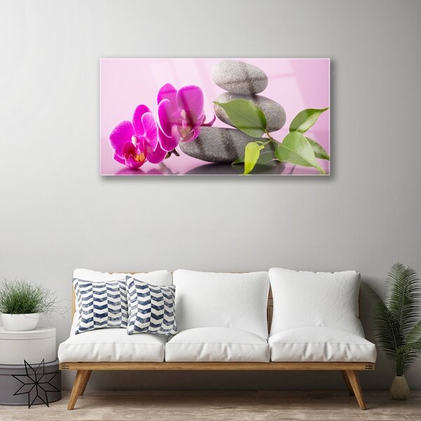 Quadro vetro Orchidea da fiore Pianta Zen 100x50 cm 2 appendini