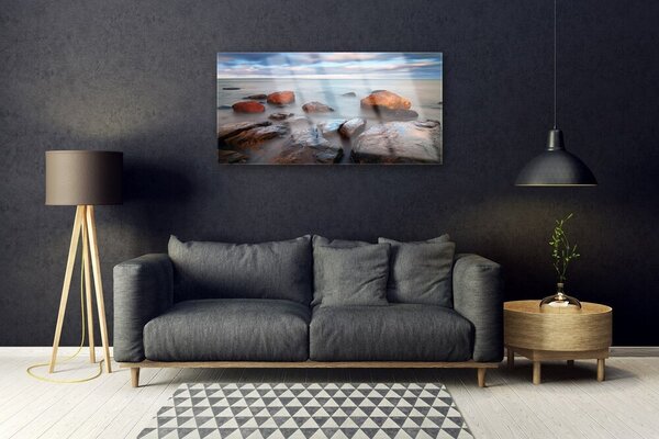 Quadro in vetro Pietre Paesaggio marino 100x50 cm 2 appendini