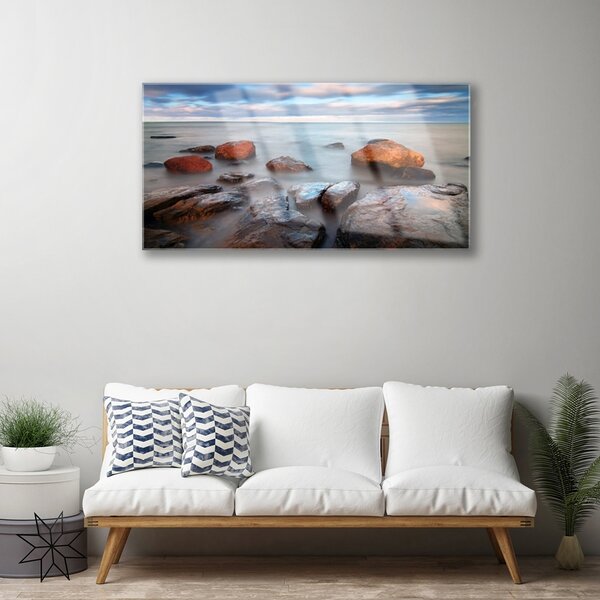Quadro in vetro Pietre Paesaggio marino 100x50 cm 2 appendini