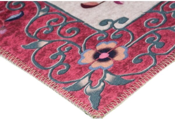 Tappeto lavabile rosso e crema 80x50 cm - Vitaus