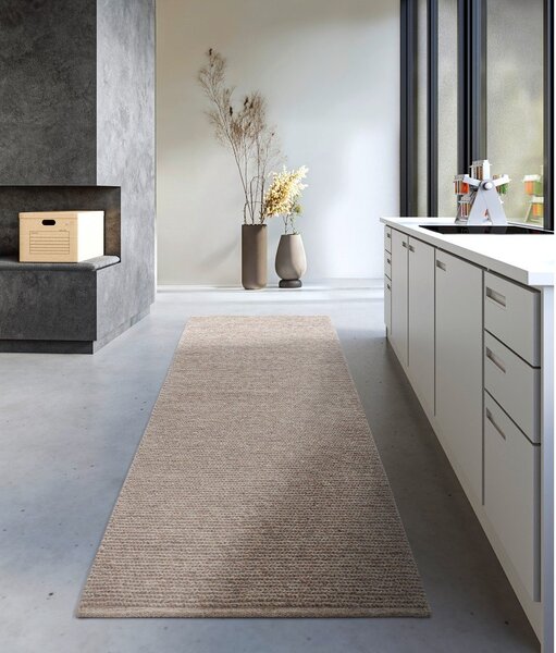 Passatoia marrone chiaro in lana tessuta a mano 80x200 cm Francois - Villeroy&Boch