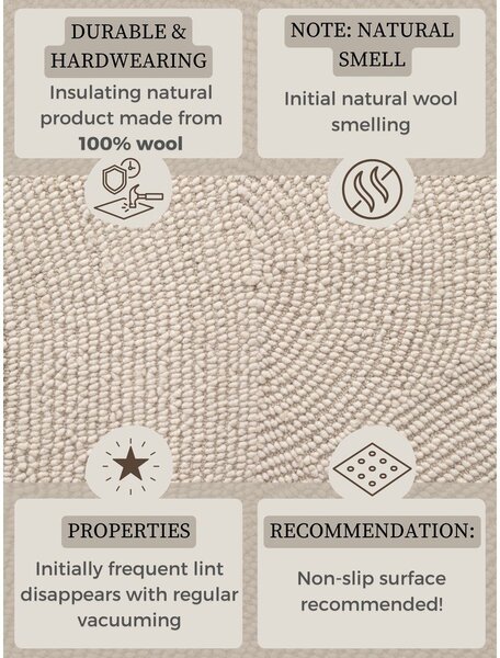 Passatoia colore naturale chiaro in lana tessuta a mano 80x200 cm Calmio – Hanse Home