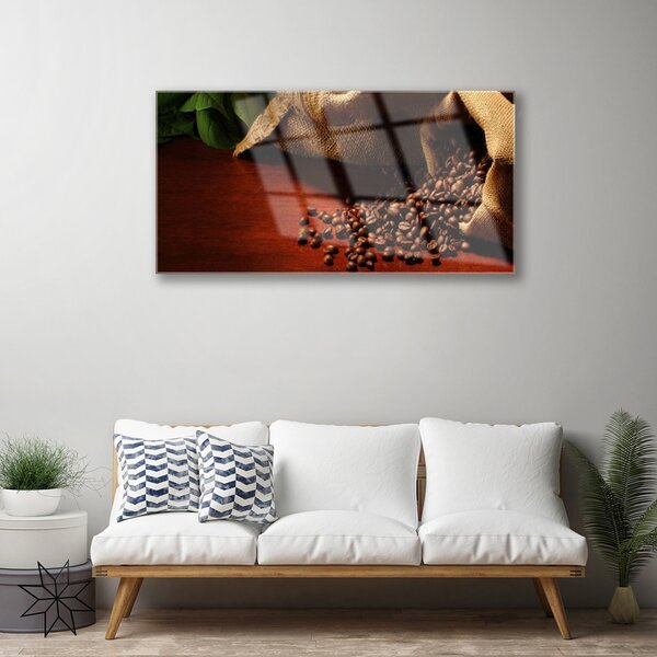 Quadro vetro Cucina a chicchi di caffè 100x50 cm 2 appendini