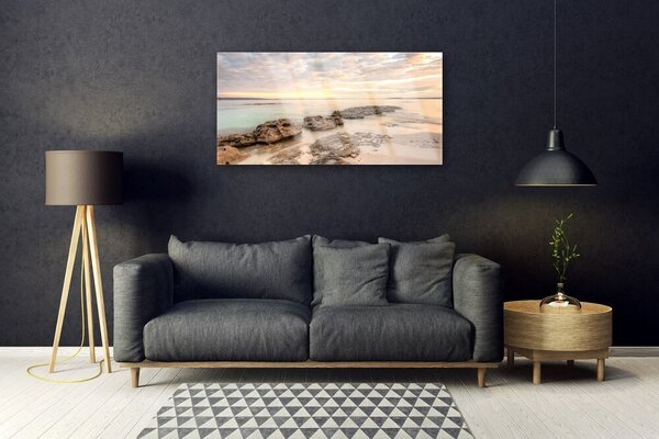 Quadro di vetro Paesaggio spiaggia mare 100x50 cm 2 appendini