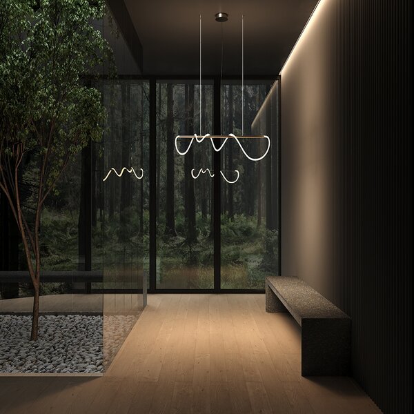 Lampadario A Sospensione Moderno Tau Alluminio Oro 1 Luce Led 30W