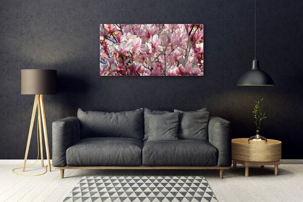 Quadro vetro Rami Fiori Pianta 100x50 cm 2 appendini