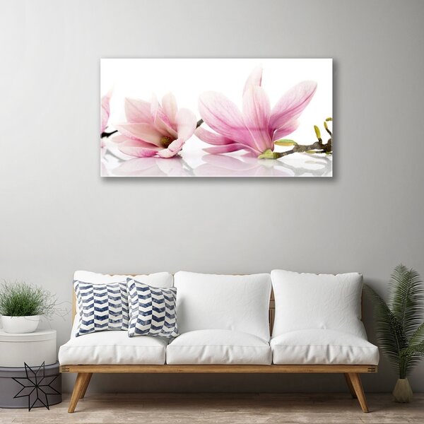 Quadro di vetro Fiori Pianta naturale 100x50 cm 2 appendini