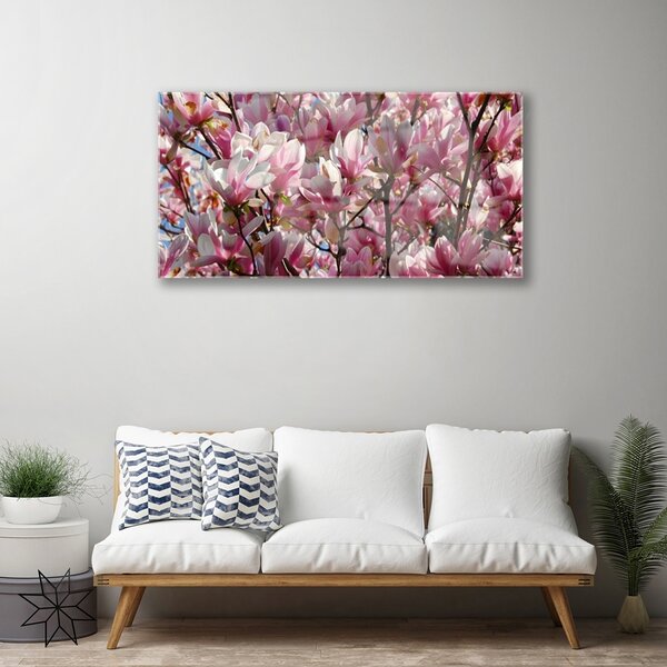 Quadro vetro Rami Fiori Pianta 100x50 cm 2 appendini